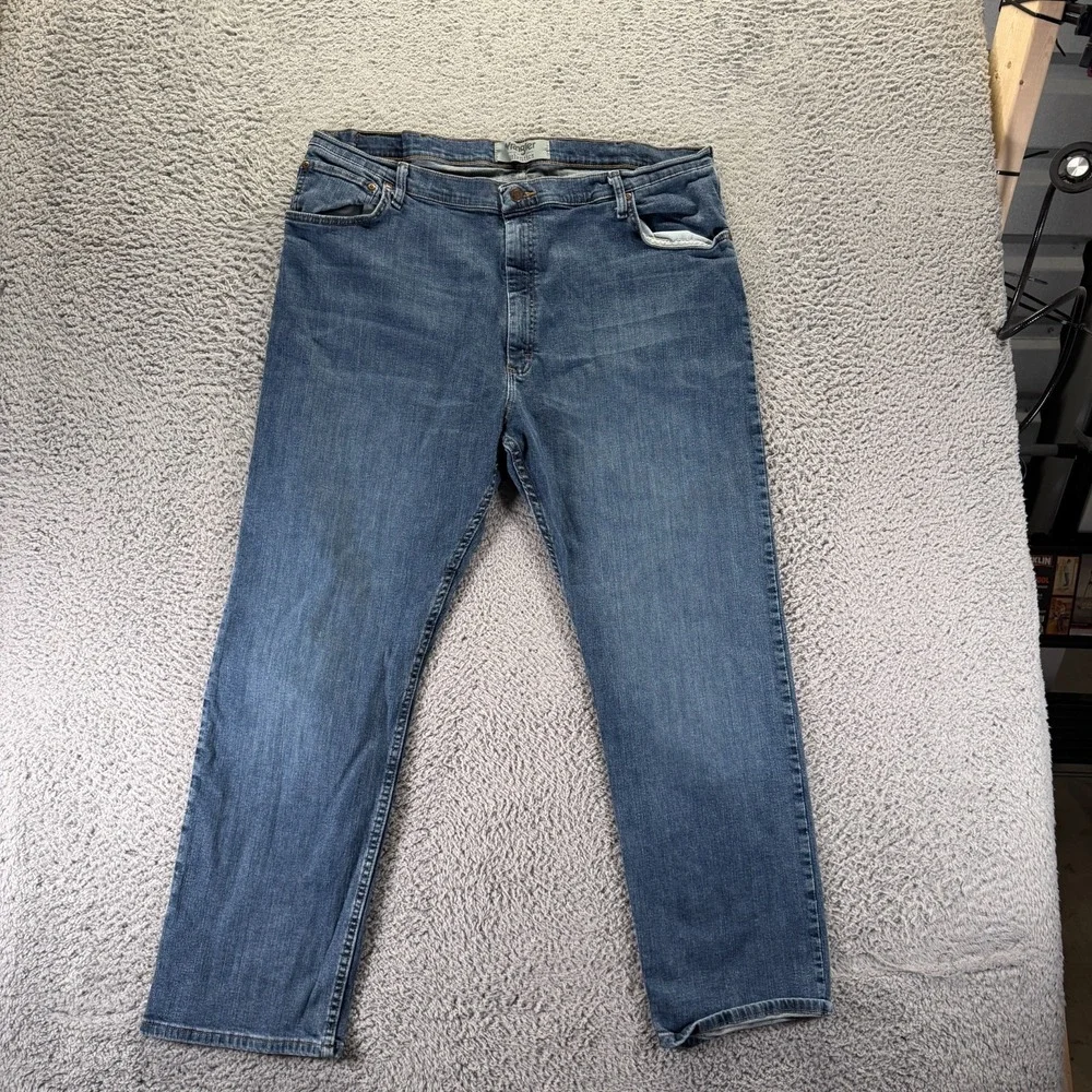 Wrangler Authentics Jeans Mens 42x30 Blue Cotton Denim Straight Workwear Stretch